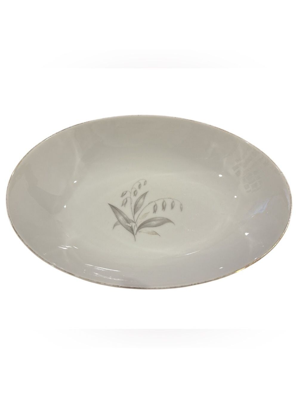60s KAYSONS GOLDEN RHAPSODY WHITE PORCELAIN OVAL BOWL FLORAL PATTERN GOLD ACCENT